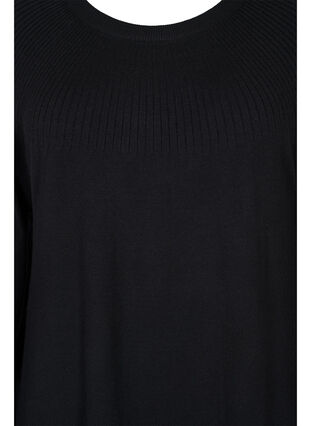 Knitted dress with balloon sleeves, Black Solid, Packshot image number 2