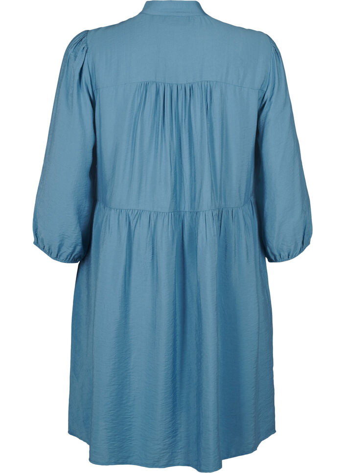 Knee-length dress with embroidery and 3/4 sleeves, Blue Heaven, Packshot image number 1