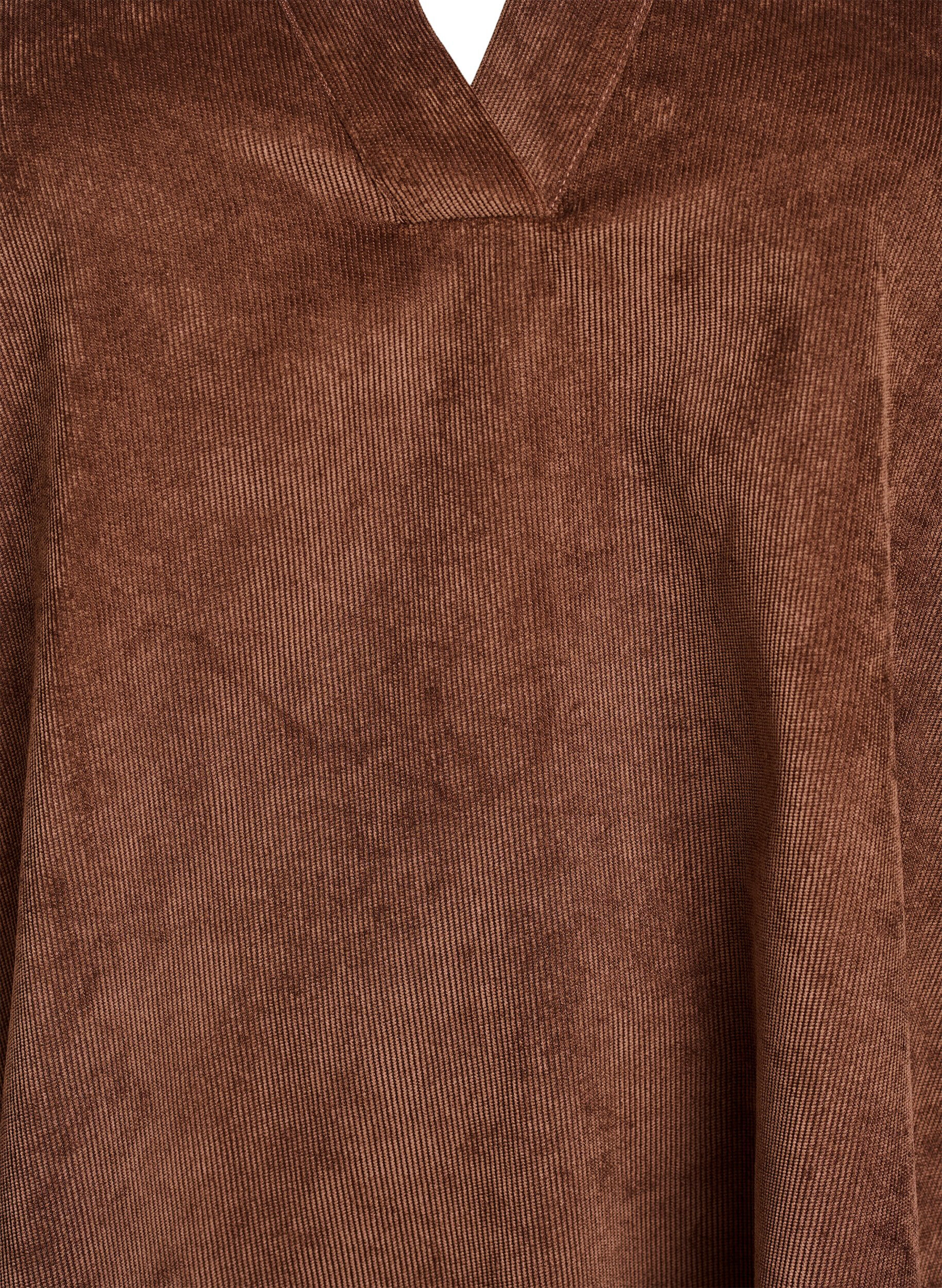 Zizzifashion Short velvet dress with long sleeves, Brown, Packshot image number 2