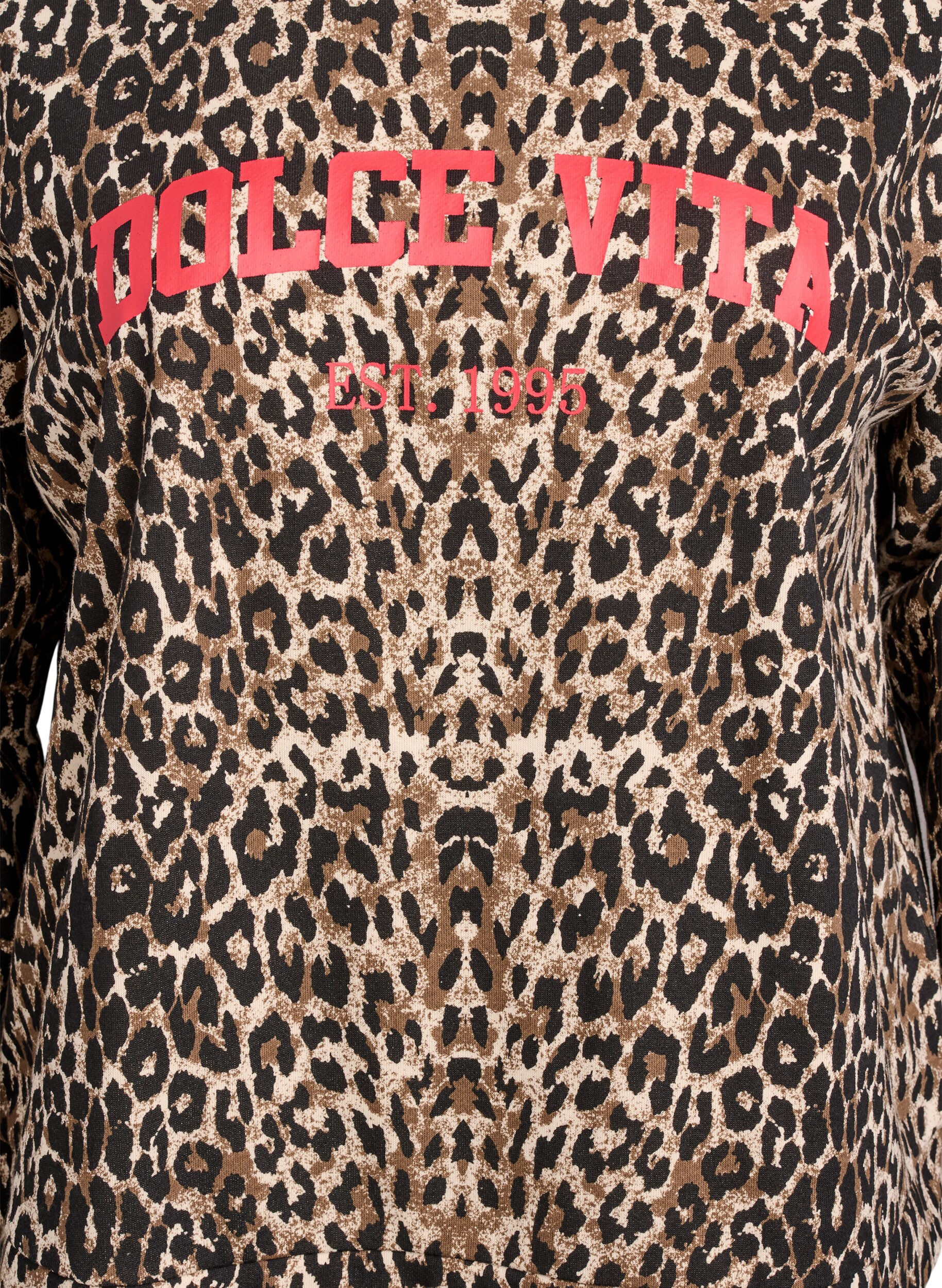 Zizzifashion Leopard print sweatshirt with statement print, Brown, Packshot image number 2