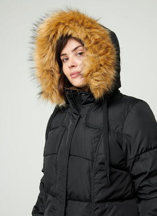 Winter jacket with a removable hood, Black, Model image number 3