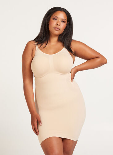 Shapewear dress with thin straps, Nude, Model image number 0