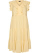 Sleeveless midi dress in linen and viscose with ruffles, Yellow, Packshot image number 0