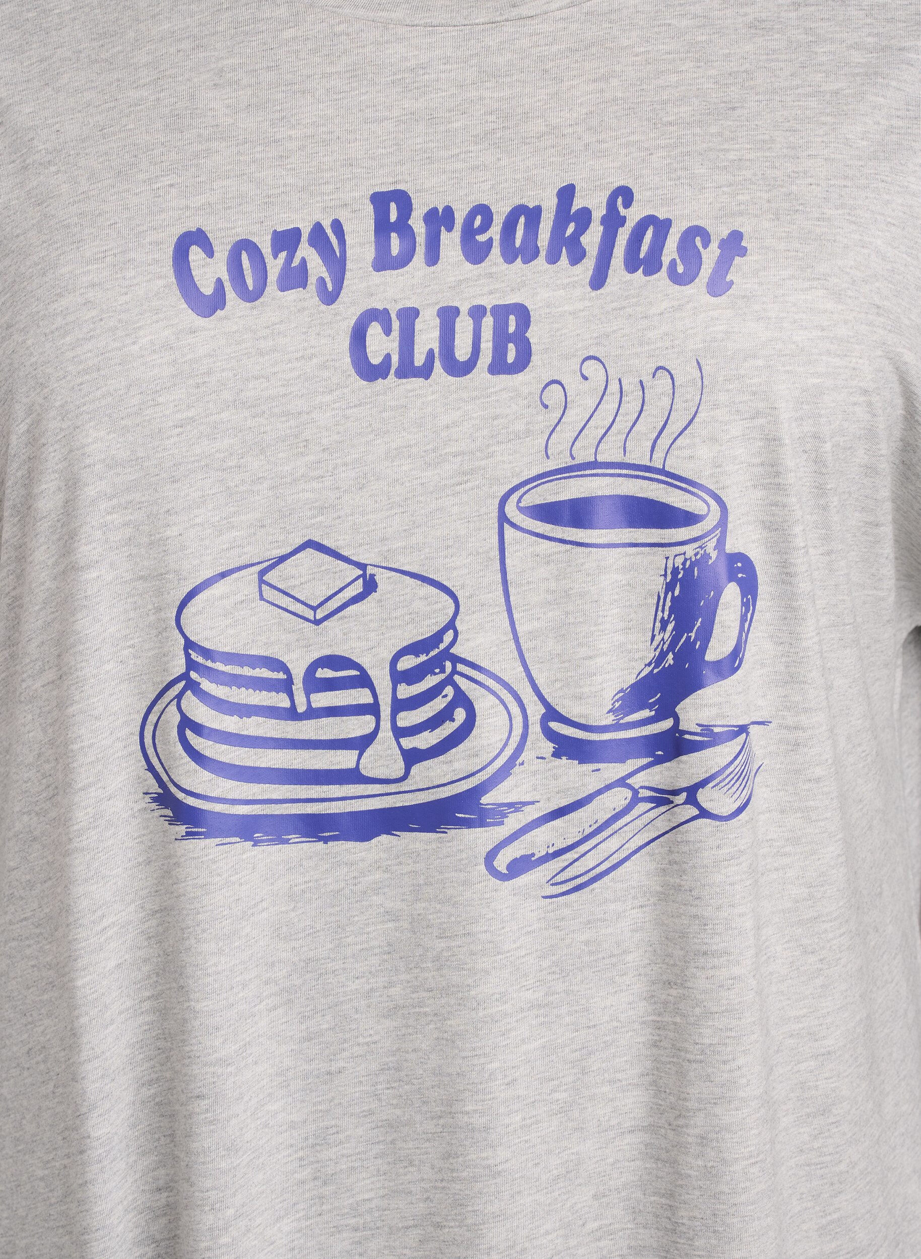 Zizzifashion Short sleeve nightgown with text print, Grey, Packshot image number 2