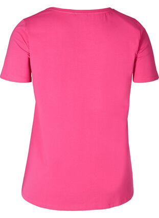 Basic t-shirt with v-neck, Fuchsia Purple, Packshot image number 1