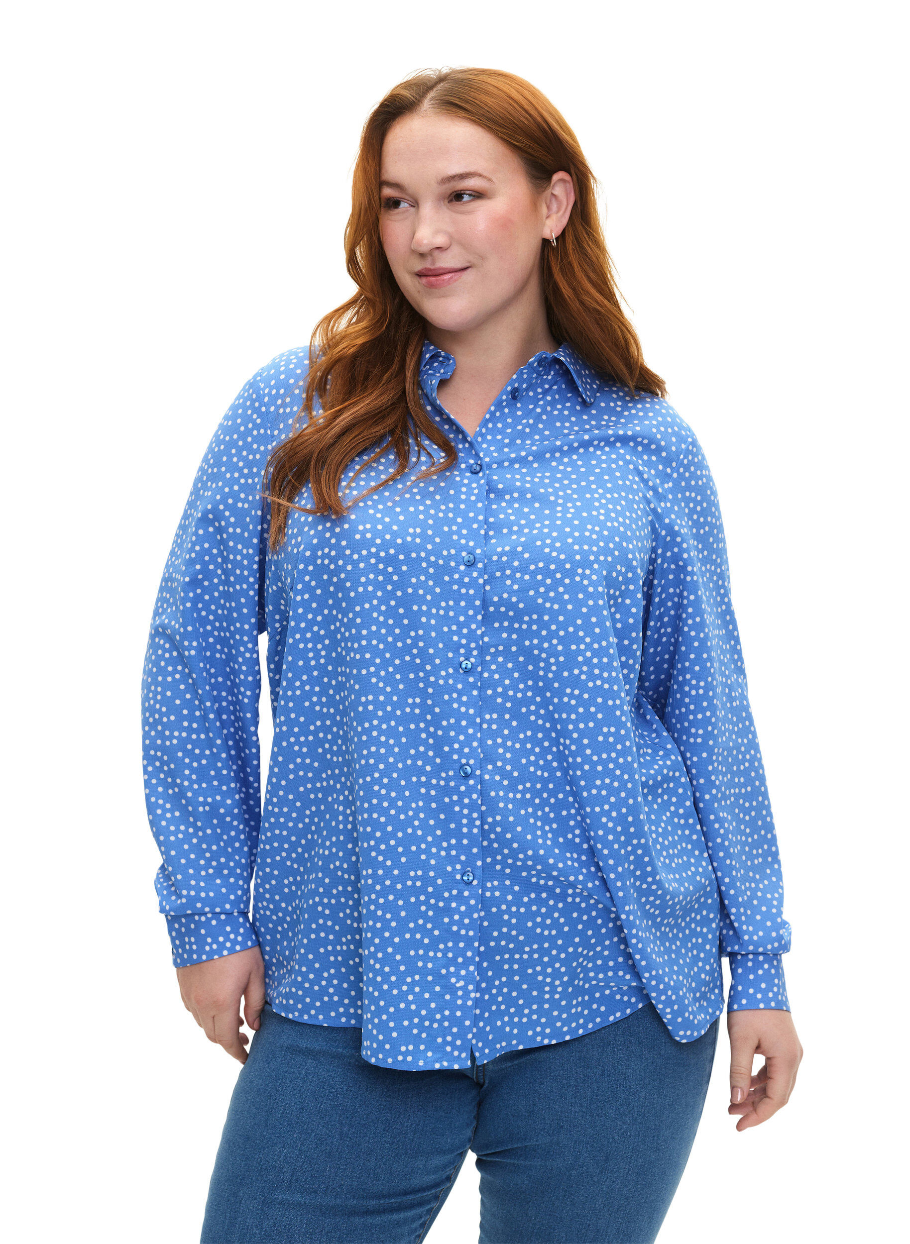 Zizzifashion FLASH - Shirt with dots, Marina White Dot, Model image number 0