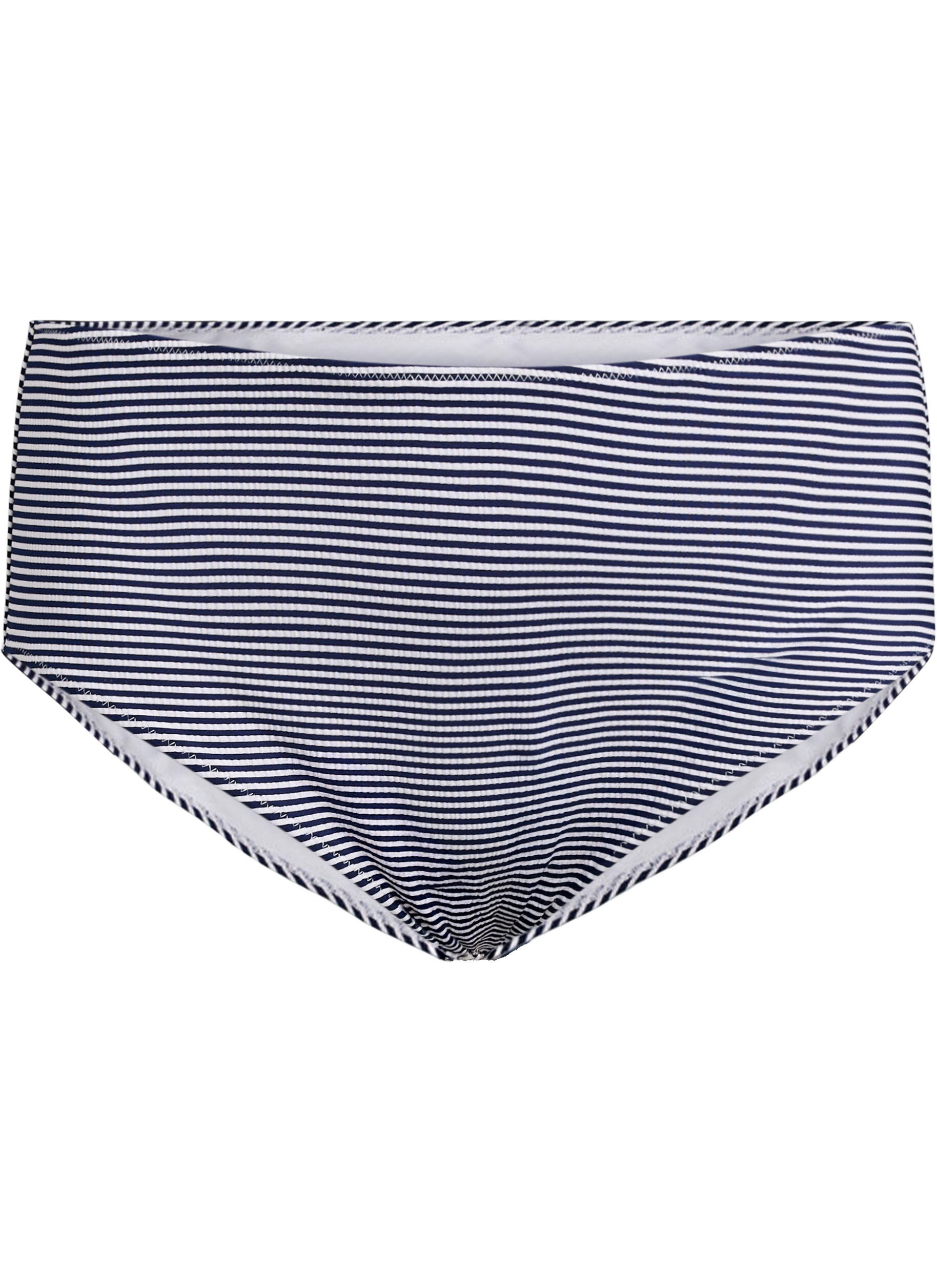 Bikini bottoms with striped texture and regular waist