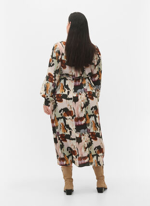 Maxi dress in viscose with print, Black AOP, Model image number 1