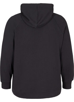 Cotton sweatshirt with a hood and pocket, Black, Packshot image number 1