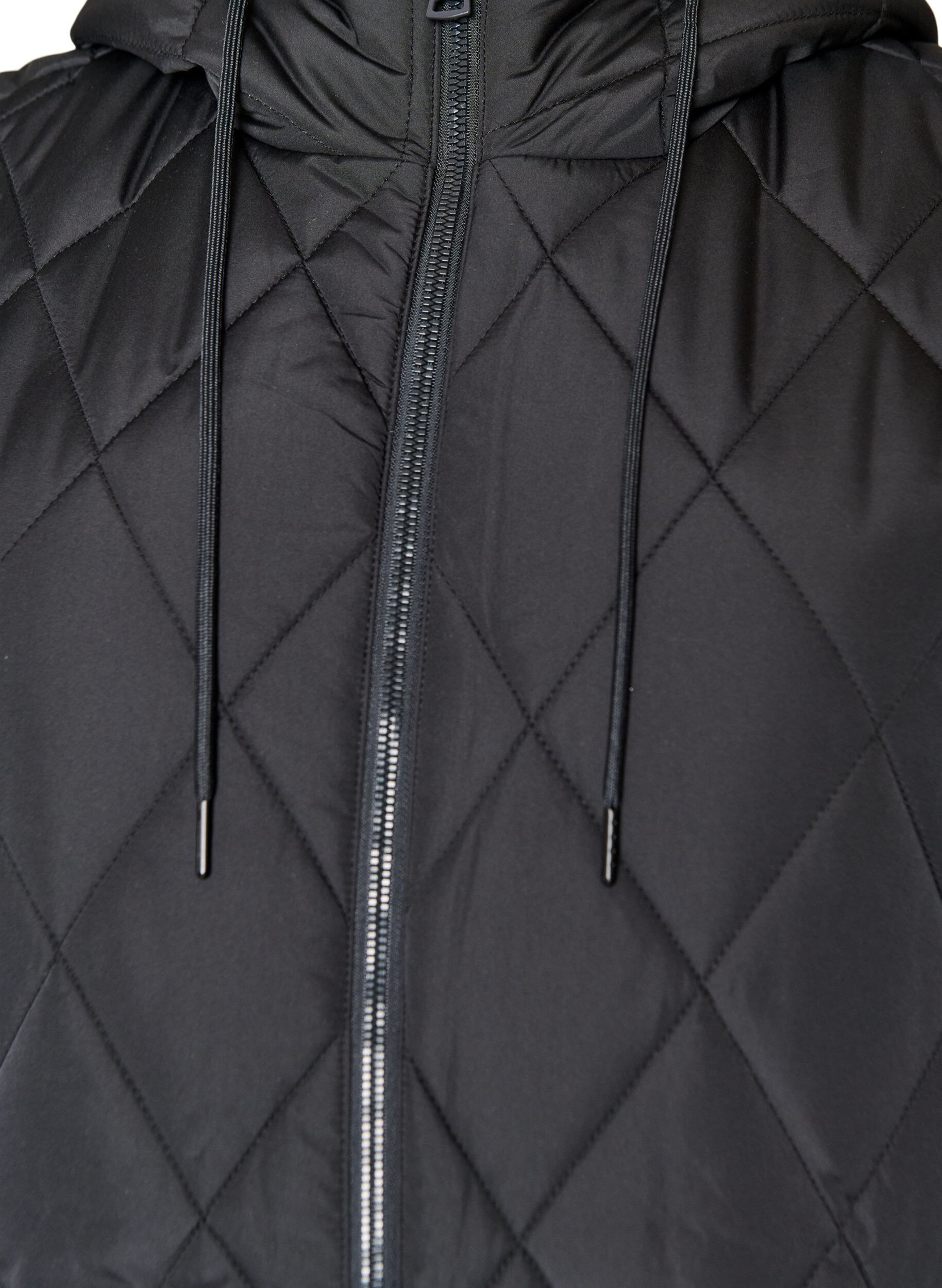 ZizzifashionMid-length quilted gilet with hood, Black, Packshot image number 2