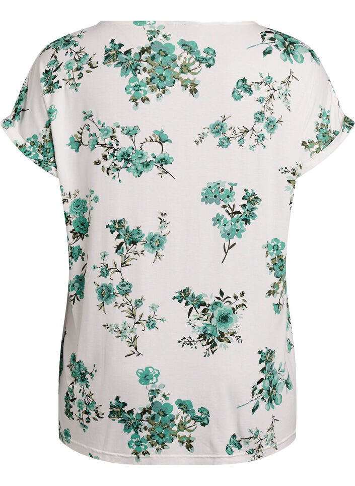T-shirt with floral print, White, Packshot image number 1