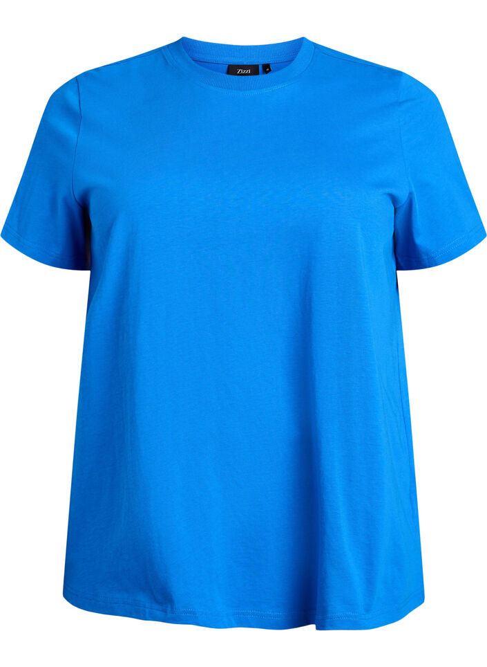 Basic cotton T-shirt with round neck, Blue, Packshot image number 0