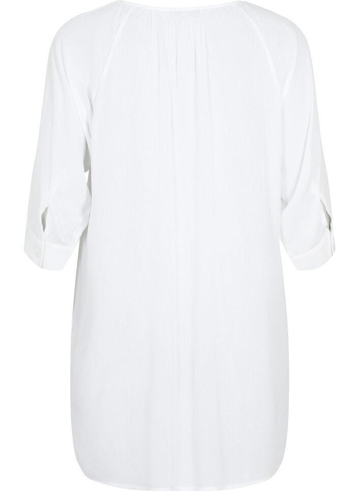 Viscose tunic with 3/4 sleeves, White, Packshot image number 1
