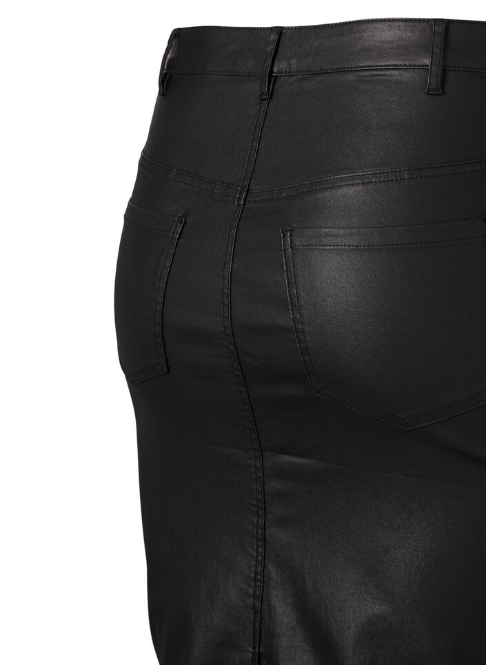 Coated skirt with slit, Black, Packshot image number 2