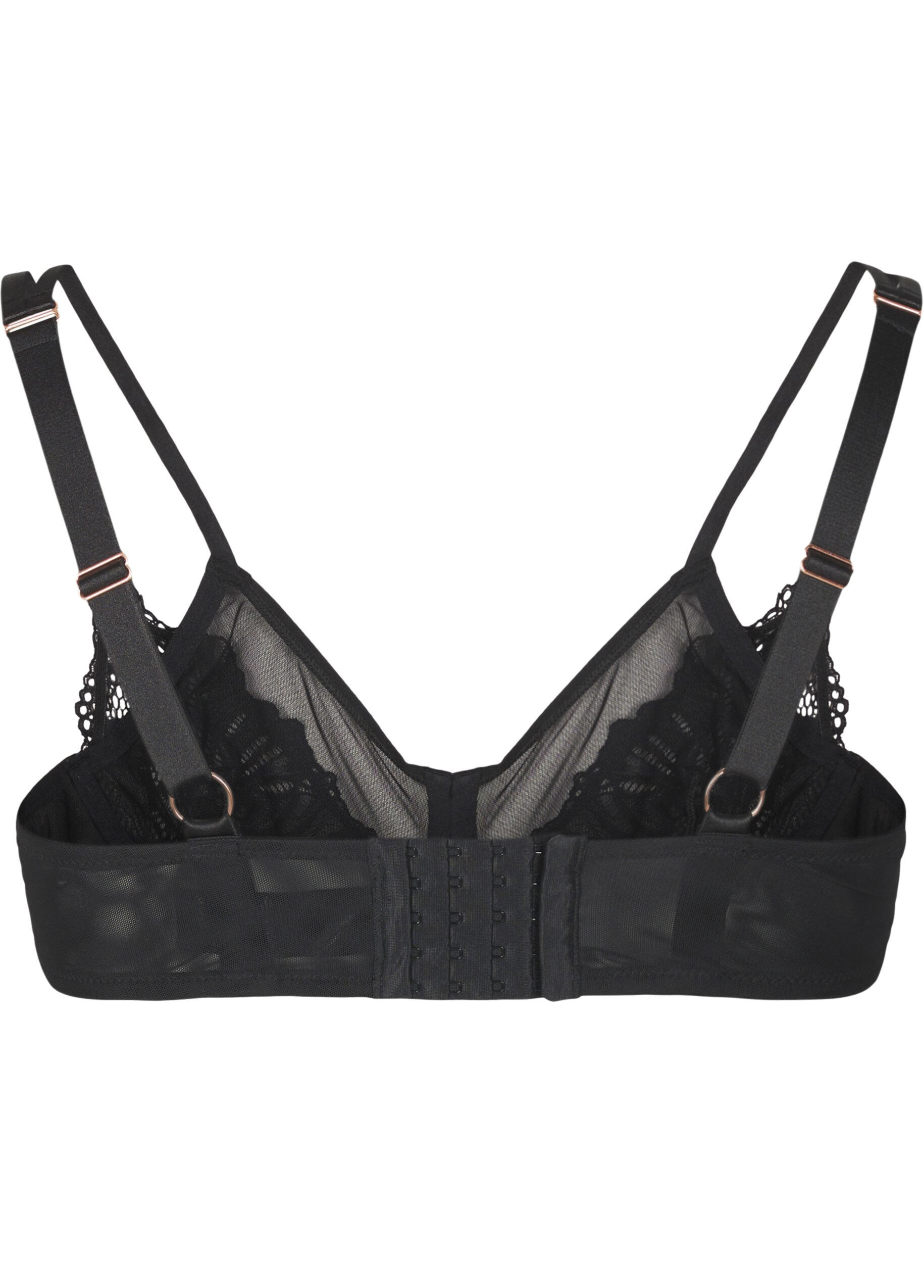 Zizzifashion Full coverage bra with lace and mesh, Black, Packshot image number 1