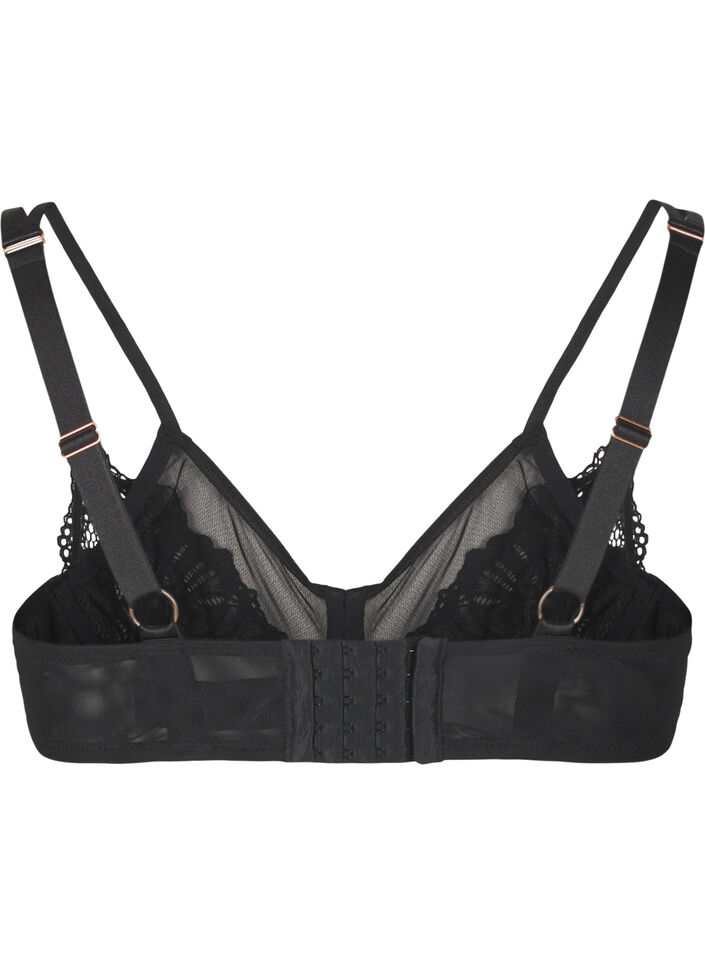 Full coverage bra with lace and mesh, Black, Packshot image number 1