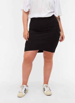 Short close-fitting skirt , Black, Model image number 2