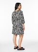 Short dress with 3/4 sleeves and pattern, Black, Model image number 2