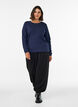 Long-sleeved basic T-shirt with a round neck, Blue, Model image number 1