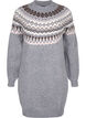 Knitted dress with jacquard pattern and long sleeves, Medium Grey Comb, Packshot image number 0