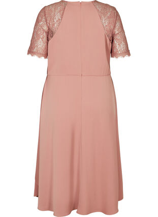 Midi dress with short lace sleeves, ROSE BROWN, Packshot image number 1