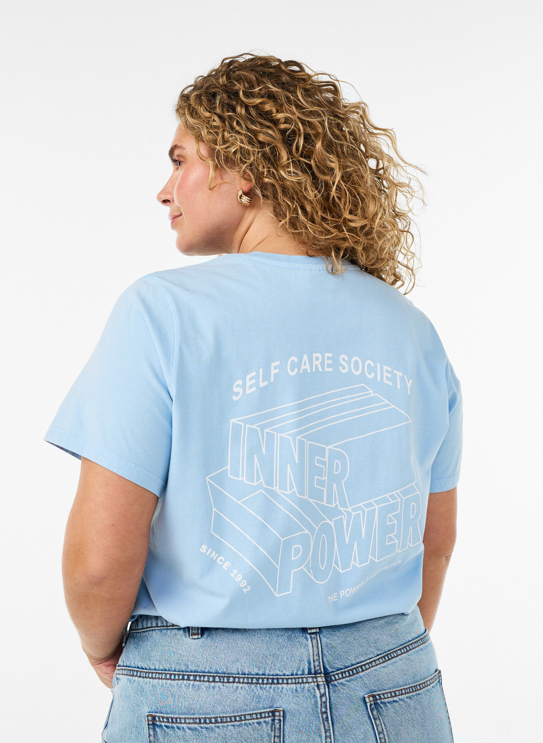 ZizzifashionOrganic cotton graphic T-shirt, Light Blue, Model image number 0