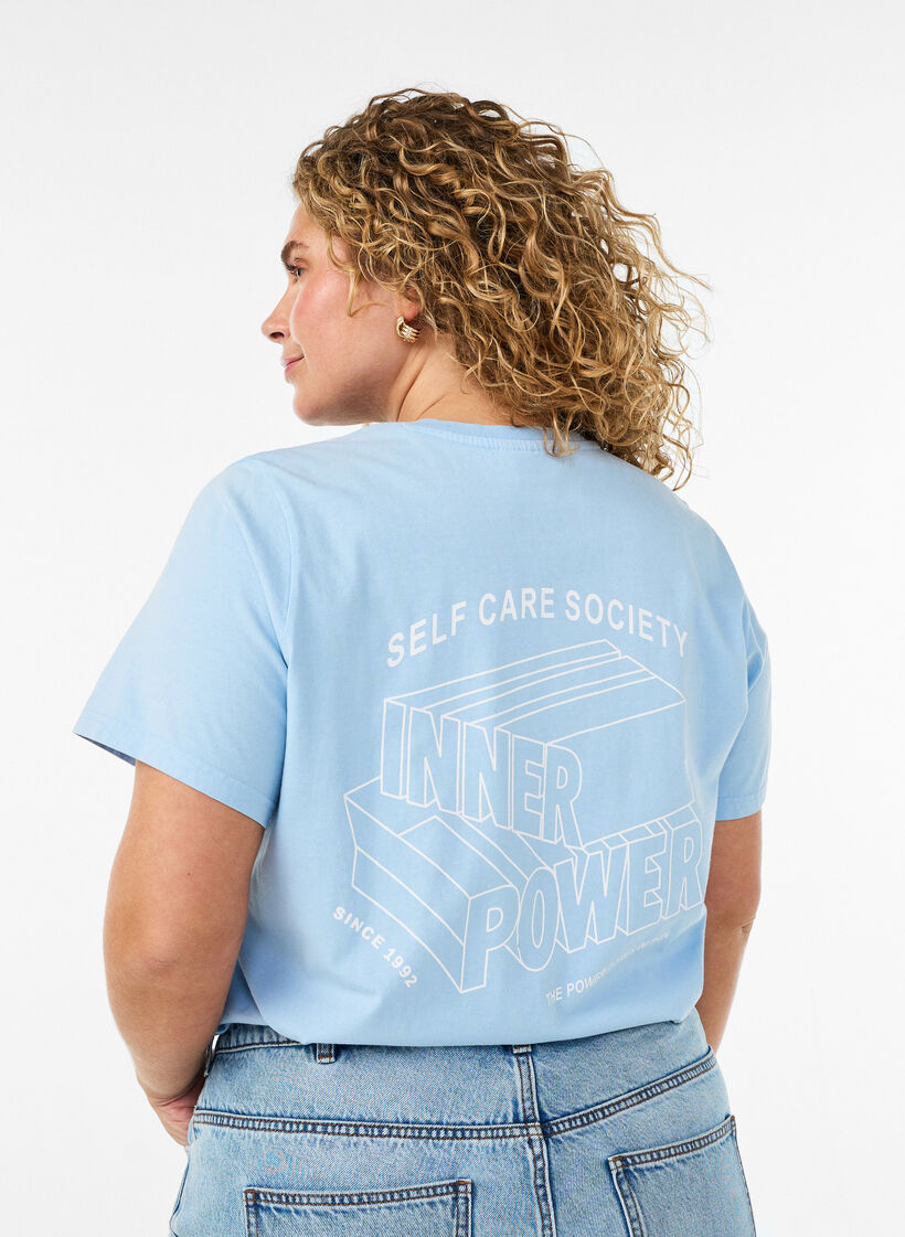 Organic cotton graphic T-shirt, Light Blue, Model image number 0