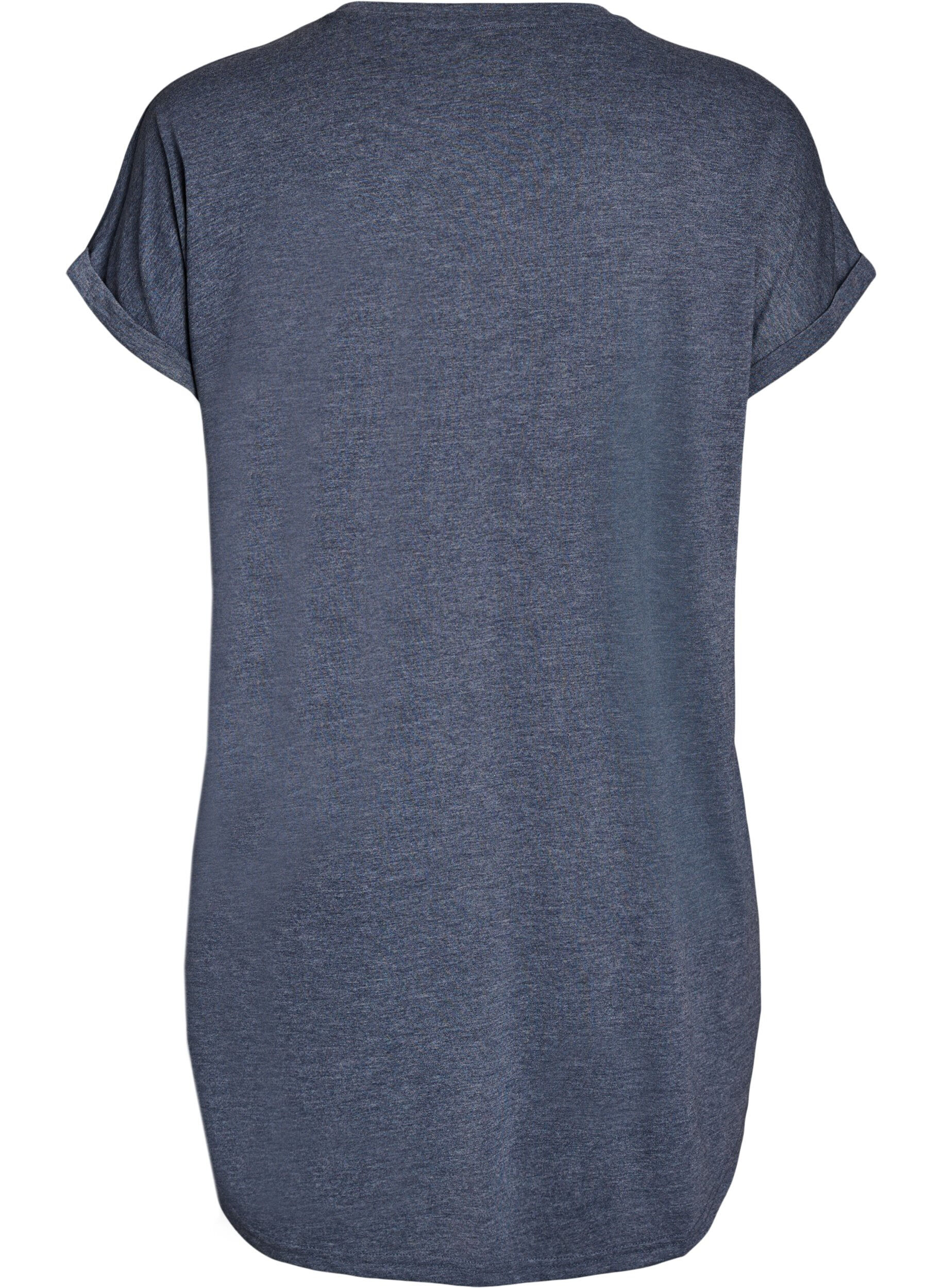 Zizzifashion Short sleeve nightgown with text print, Grey, Packshot image number 1