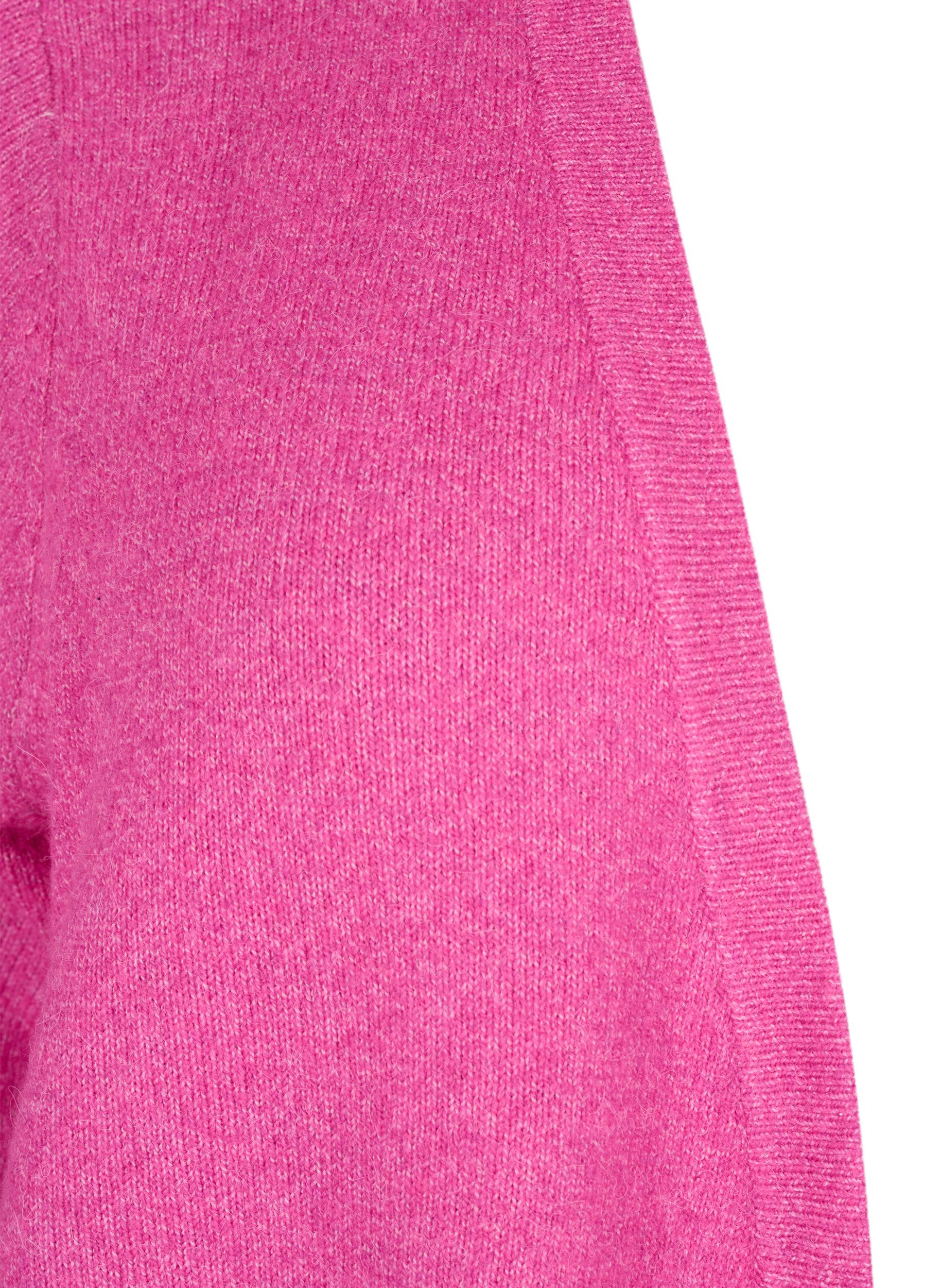 Zizzifashion Ribbed Knit Cardigan with Pockets, Pink, Packshot image number 2