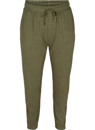 Marled sweatpants with pockets, Ivy green Melange, Packshot image number 0