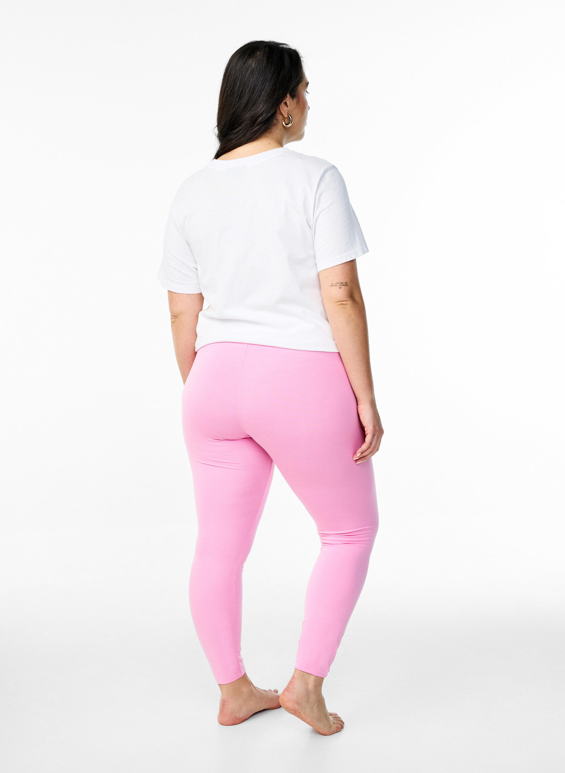 Zizzifashion Basic leggings in viscose, Pink, Model image number 2