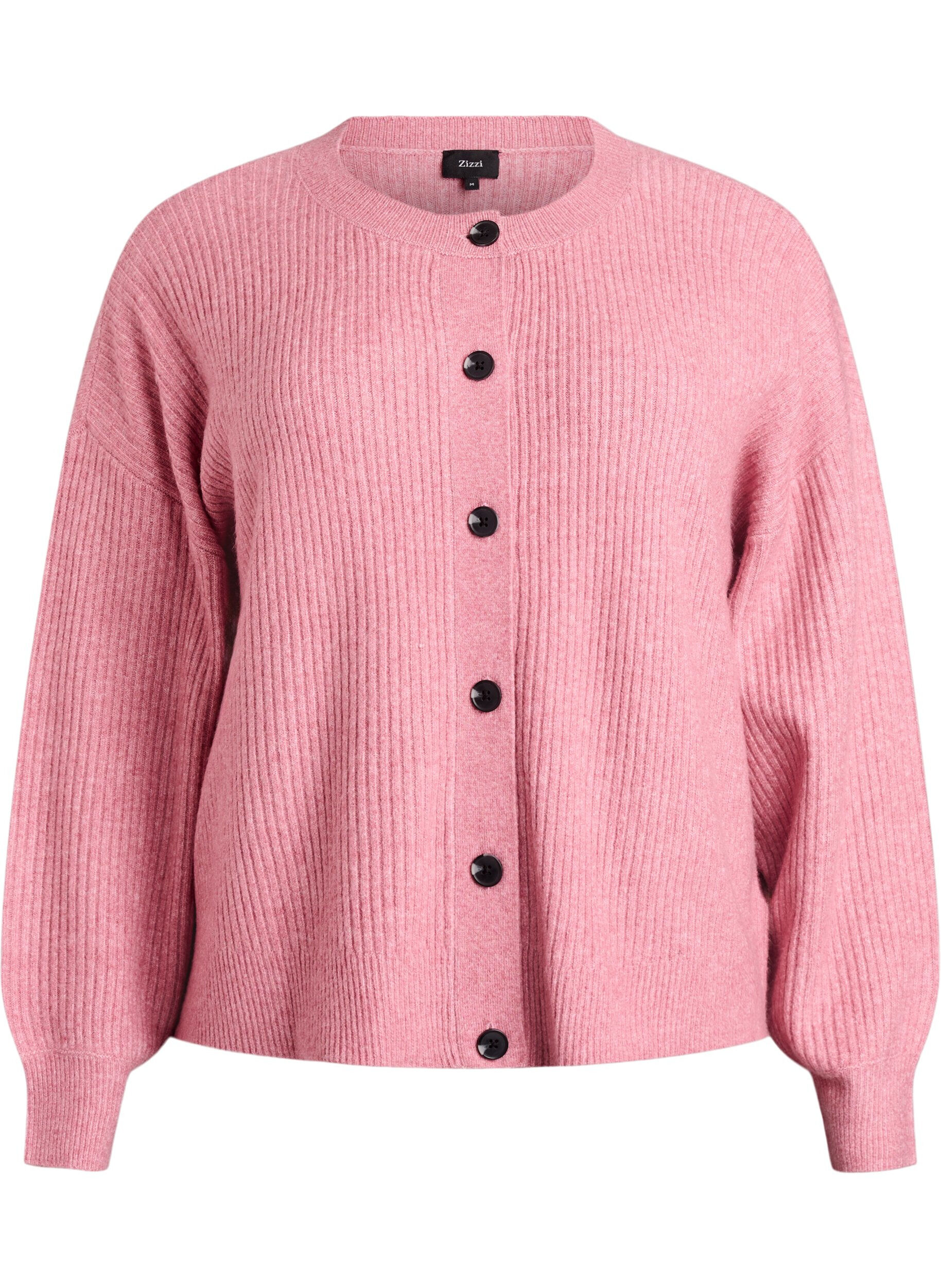 ZizzifashionRibbed cardigan with buttons, Rose, Packshot image number 0