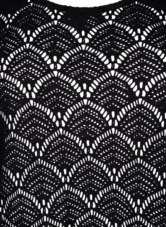 Crochet blouse with 3/4 sleeves, Black, Packshot image number 2