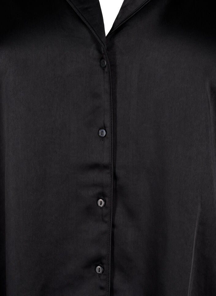 Satin nightshirt, Black, Packshot image number 2