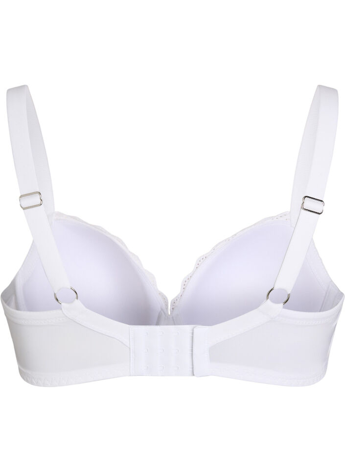 Moulded bra with broderie anglaise, White, Packshot image number 1