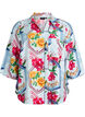 Shirt blouse with elbow-length sleeves and colourful print, Light Blue, Packshot image number 0