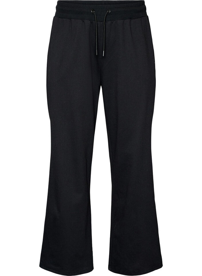 Wide-leg training trousers with a high waist, Black, Packshot image number 0