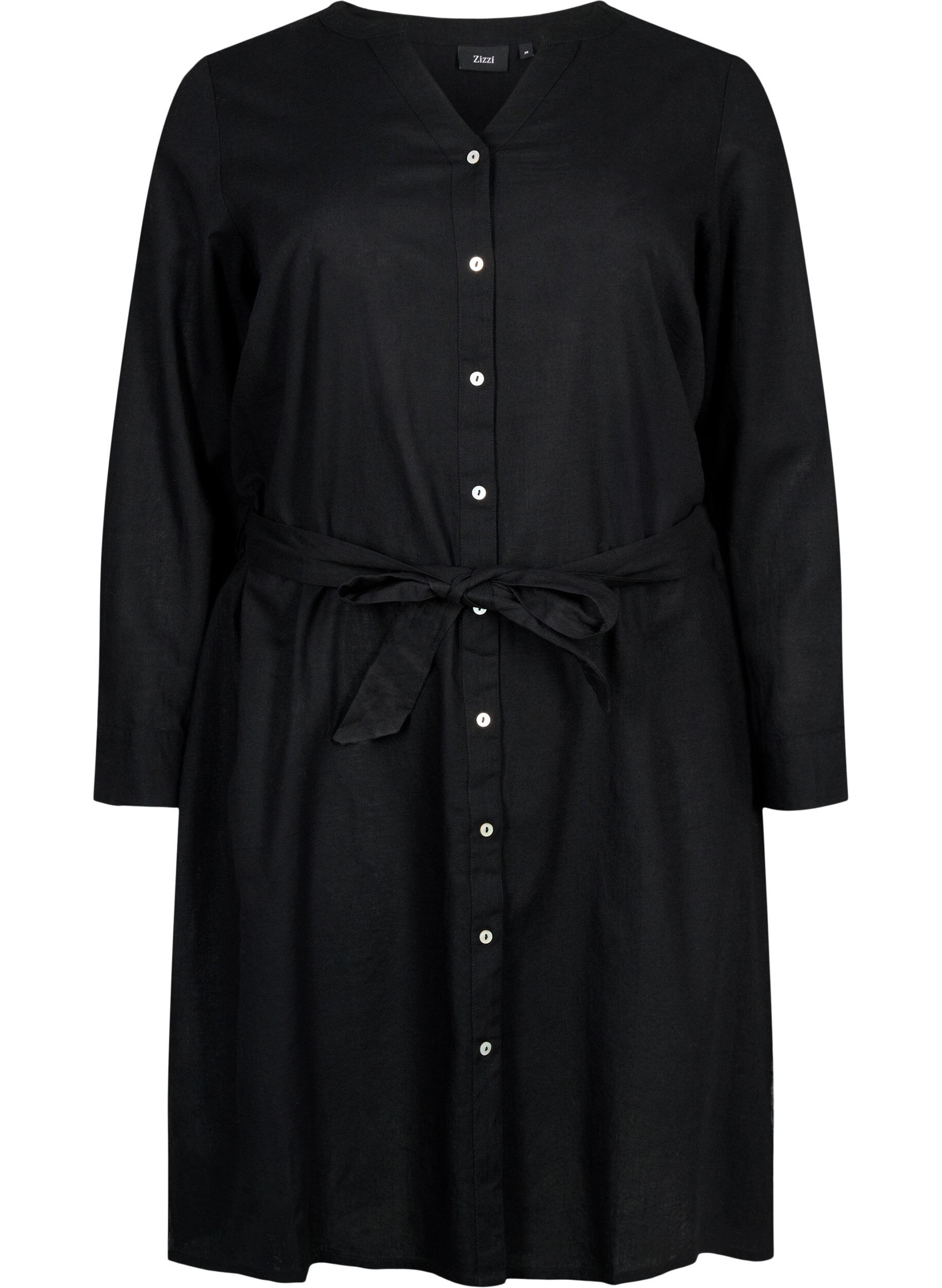 Zizzifashion Shirtdress with long sleeves, Black, Packshot image number 0