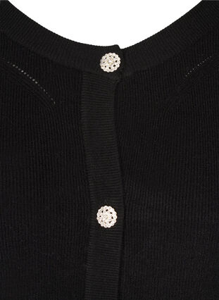 Knitted cardigan with puffy sleeves, Black, Packshot image number 2