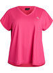 Short sleeve sport t-shirt with v-neck, Pink, Packshot image number 0