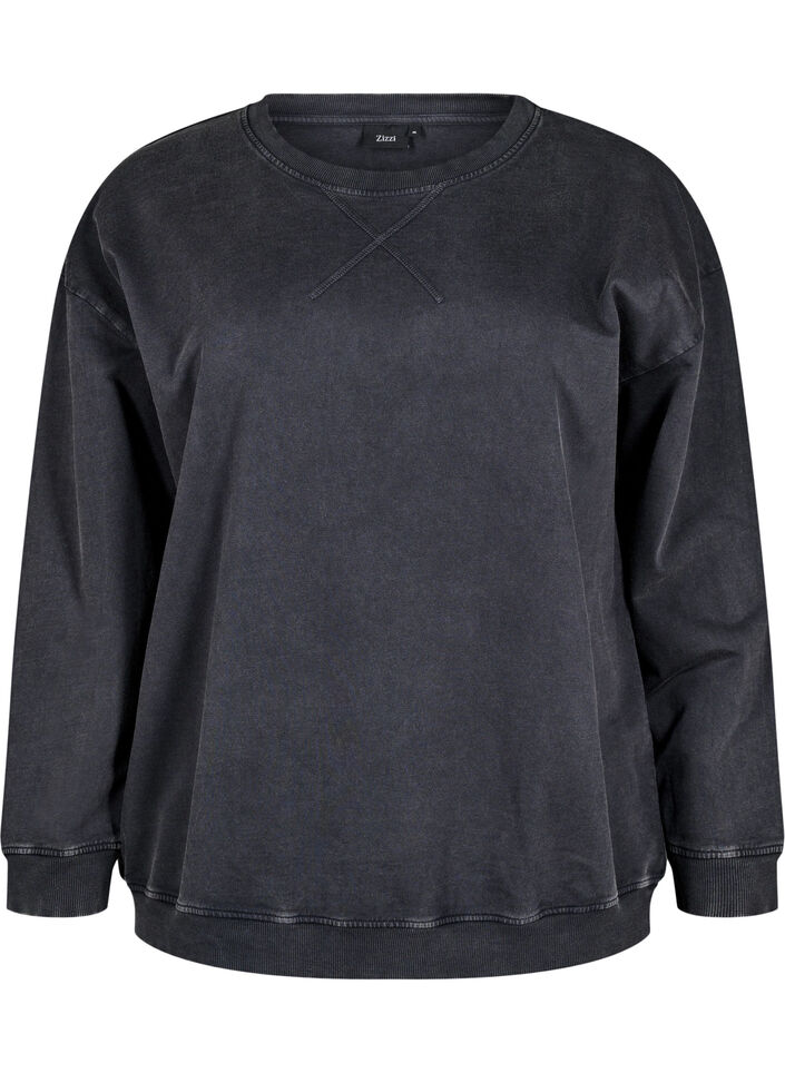 Loose sweatshirt with washed look, Grey, Packshot image number 0