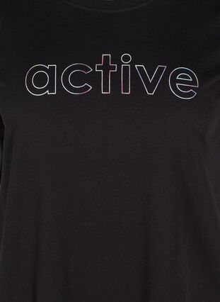 Cotton exercise t-shirt with print, Black Lights Active, Packshot image number 2
