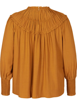 Viscose blouse with long balloon sleeves, Cathay Spice, Packshot image number 1