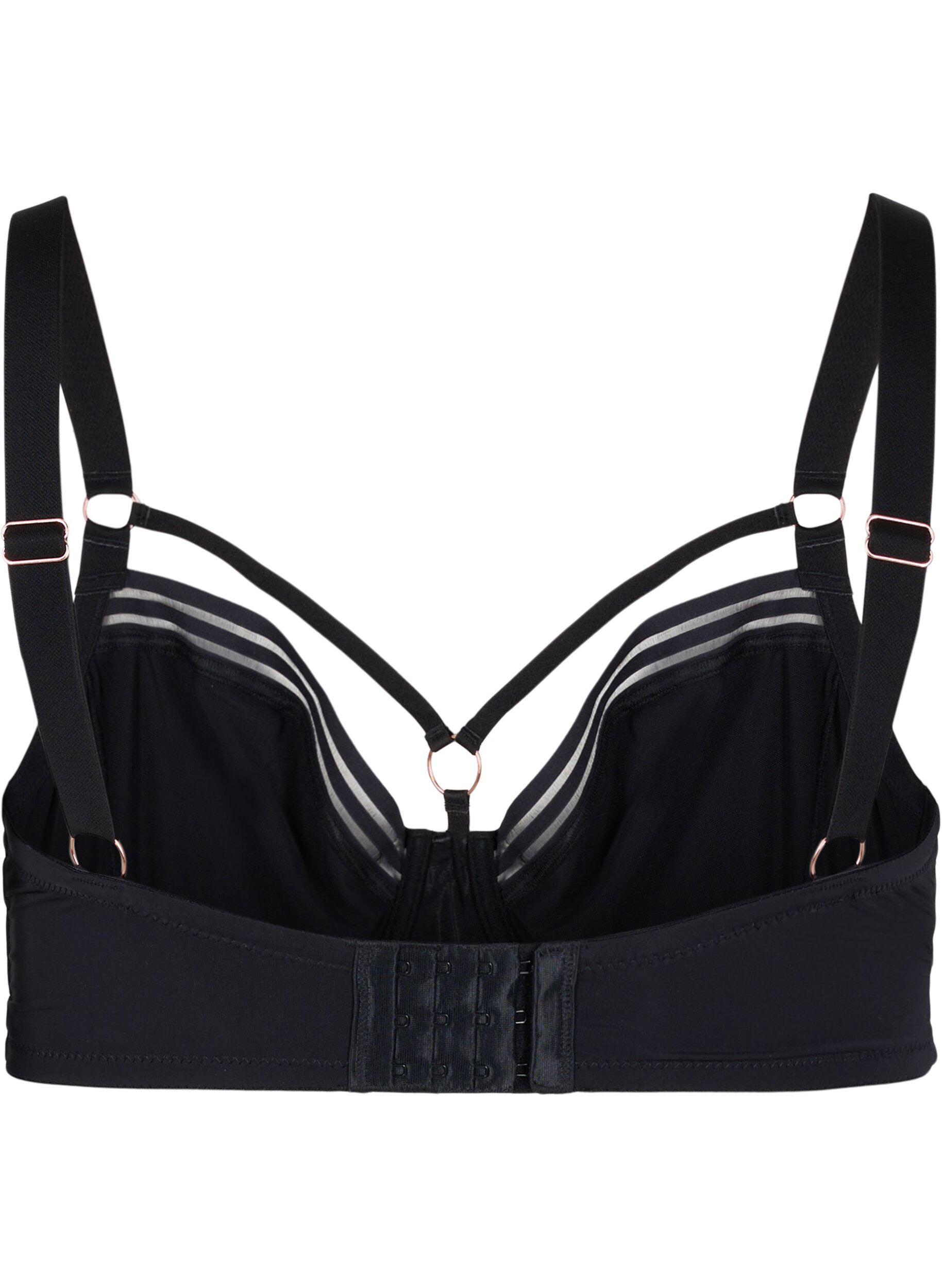 Zizzifashion Full cover underwired bra with string details, Black, Packshot image number 1