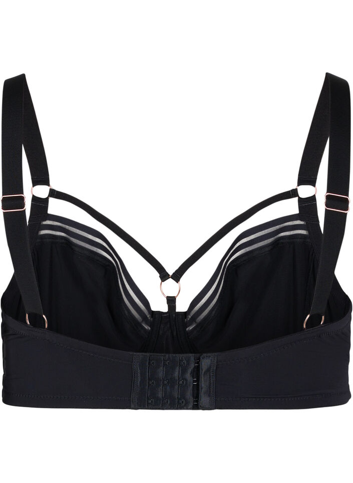 Full cover underwired bra with string details, Black, Packshot image number 1