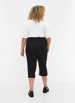 	 Tight-fitting high-waisted capri trousers, Black, Model image number 1