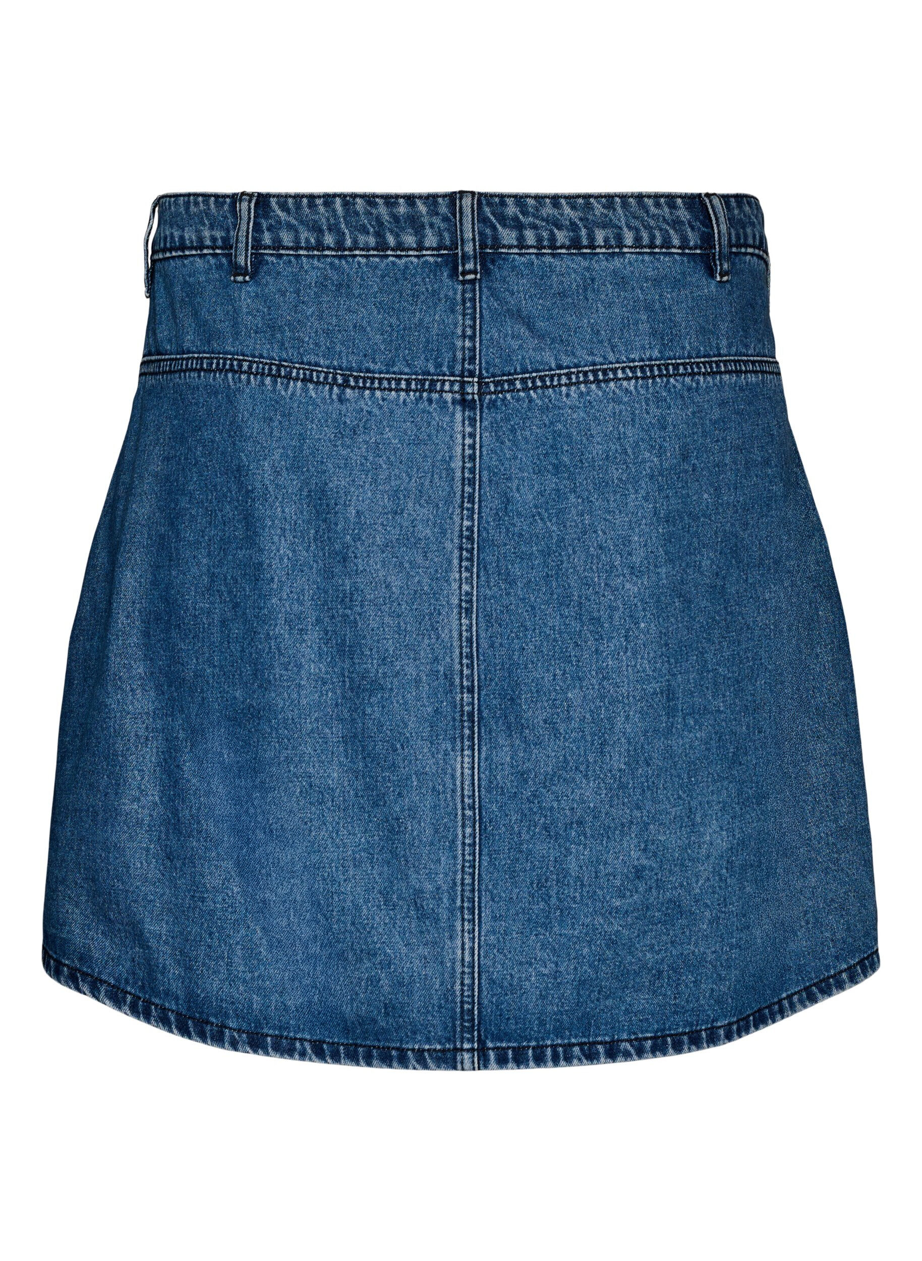 Zizzifashion Short A-line denim skirt, Blue, Packshot image number 1