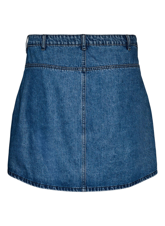 Short A-line denim skirt, Blue, Packshot image number 1