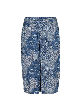 Printed culotte trousers in viscose, Asian Blue Print , Packshot image number 0