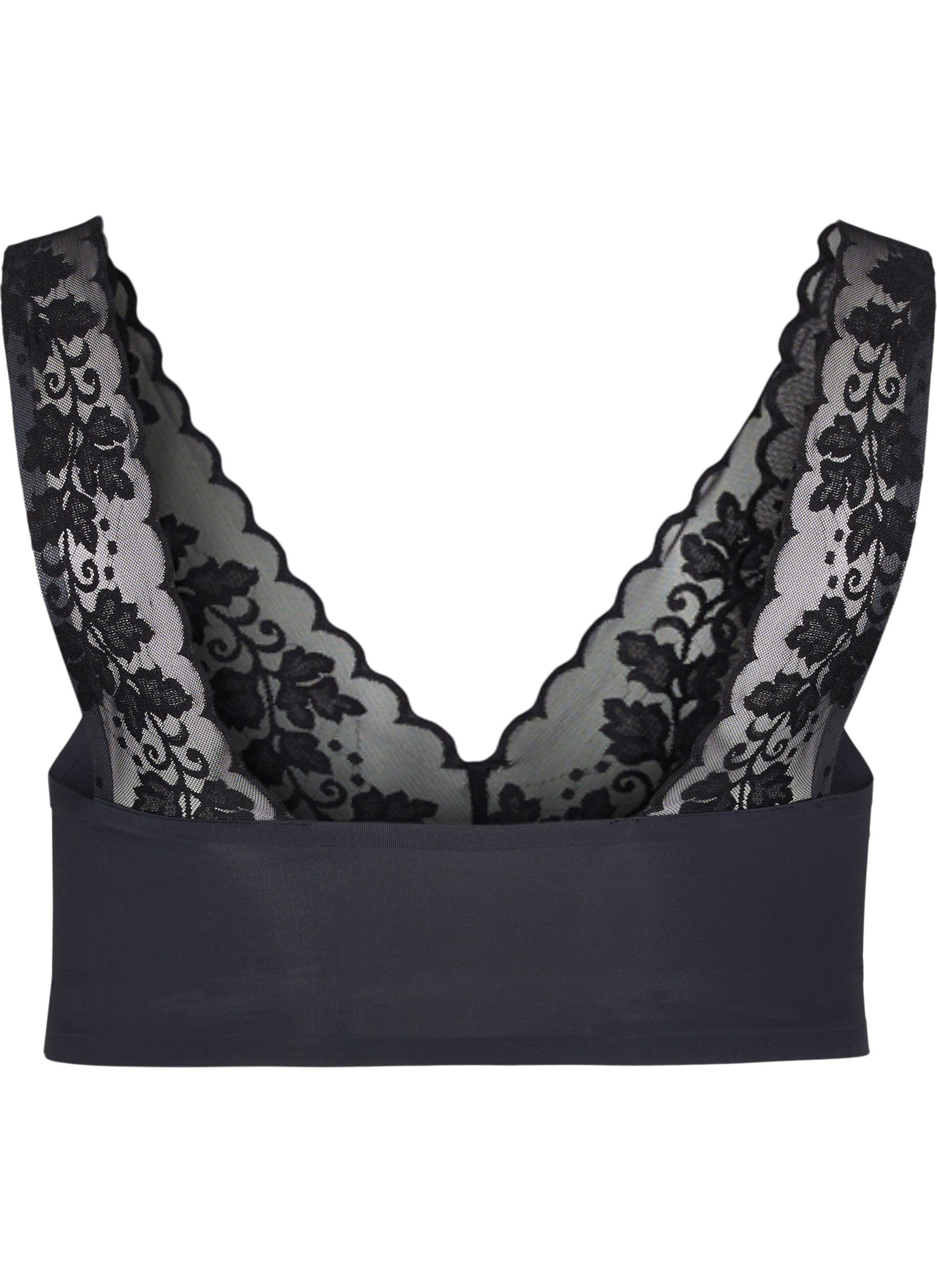 Zizzifashion Soft bra with lace straps, Black, Packshot image number 1
